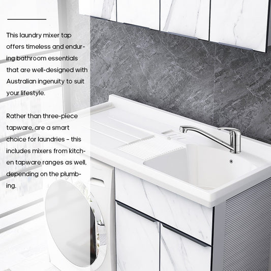 Decaura Laundry Mixer Tap Chrome Kitchen Sink Mixer Tap has swivel long Arm