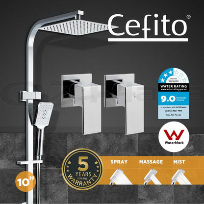 Cefito 10'' Rain Cefito Shower Head Taps Square Handheld High Pressure Wall