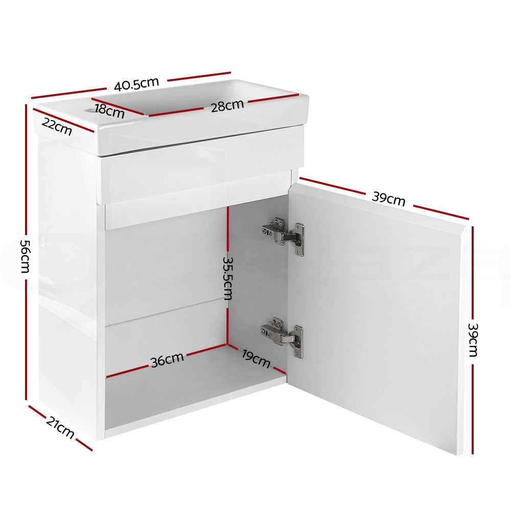 Cefito Vanity Unit 400mm Basin Bathroom Cabinet Storage Wall Hung Sink White
