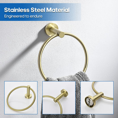 Decaura Bath Round SS304 Hand Towel Ring Rack Rail Holder Hanger Wall Mounted