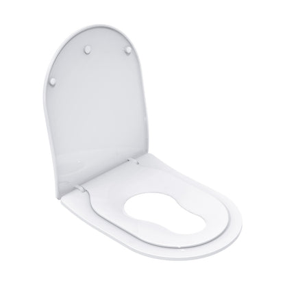 AQUATIZ Blue D-Shaped Family Toilet Seat with Built-in Potty Training Seat