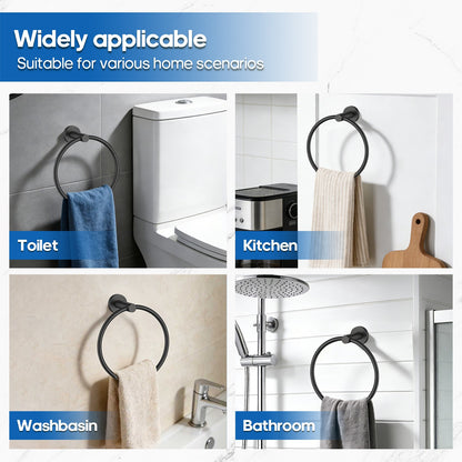 Decaura Bath Round SS304 Hand Towel Ring Rack Rail Holder Hanger Wall Mounted