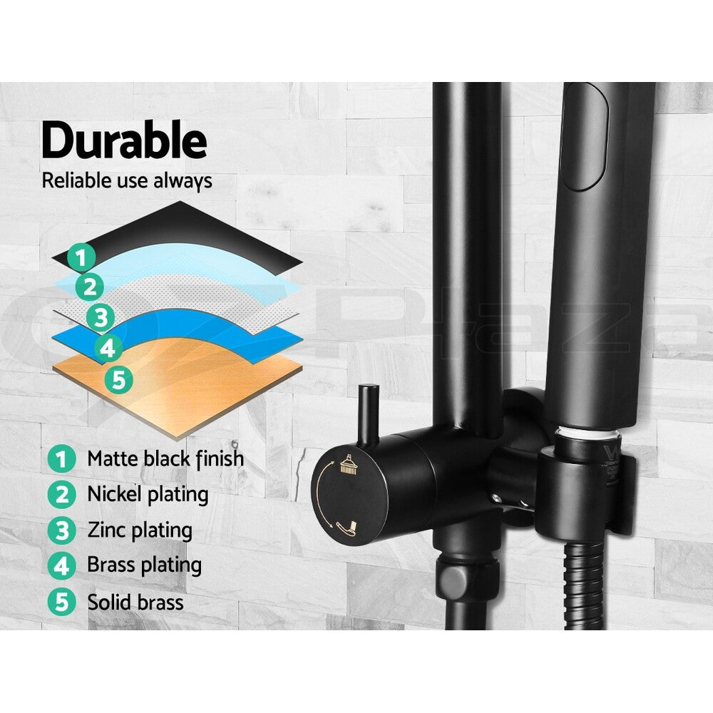 Cefito 9'' Rain Shower Head Taps Round Handheld High Pressure Wall Black