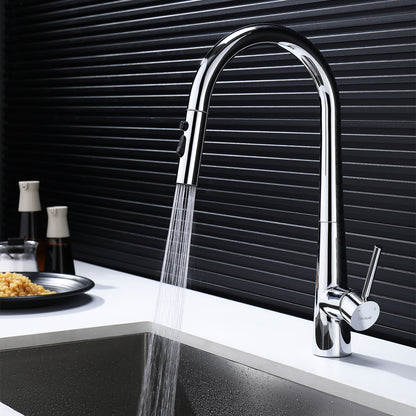 Decaura Kitchen Tap Pull Out Sink Mixer Spray Head 3-Mode Stainless Steel Chrome