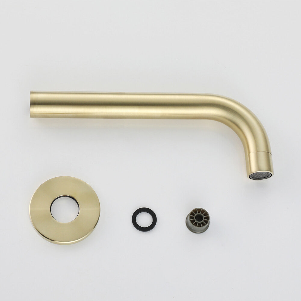 Decaura Bath Water Spout with Mixer Wall mount Brushed Gold Bathroom Brass Basin