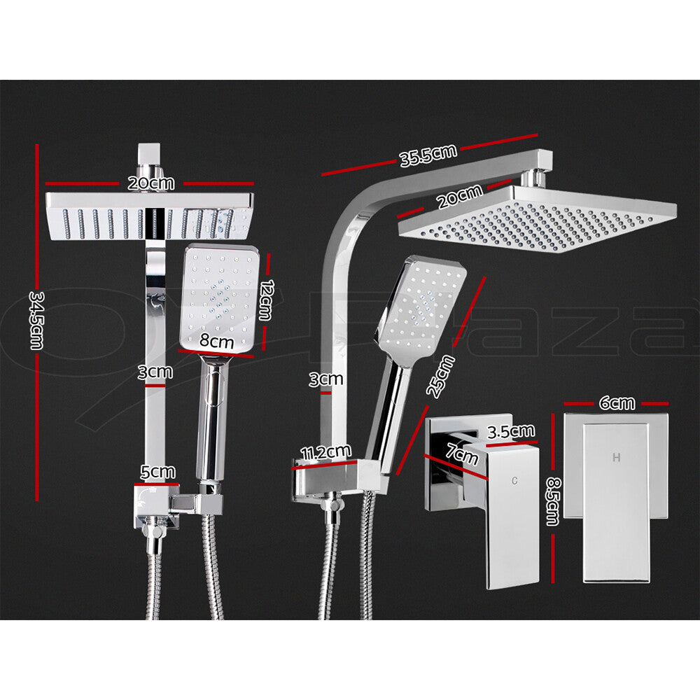 Cefito 8'' Rain Shower Head Taps Square Handheld High Pressure Wall Chrome
