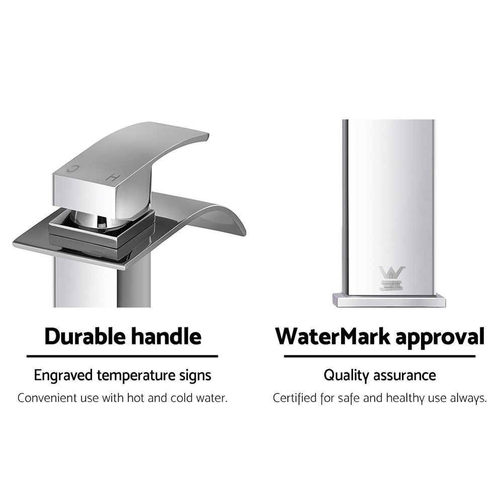 Cefito Basin Mixer Tap Bathroom Tap Laundry Faucet Sink Swivel Silver