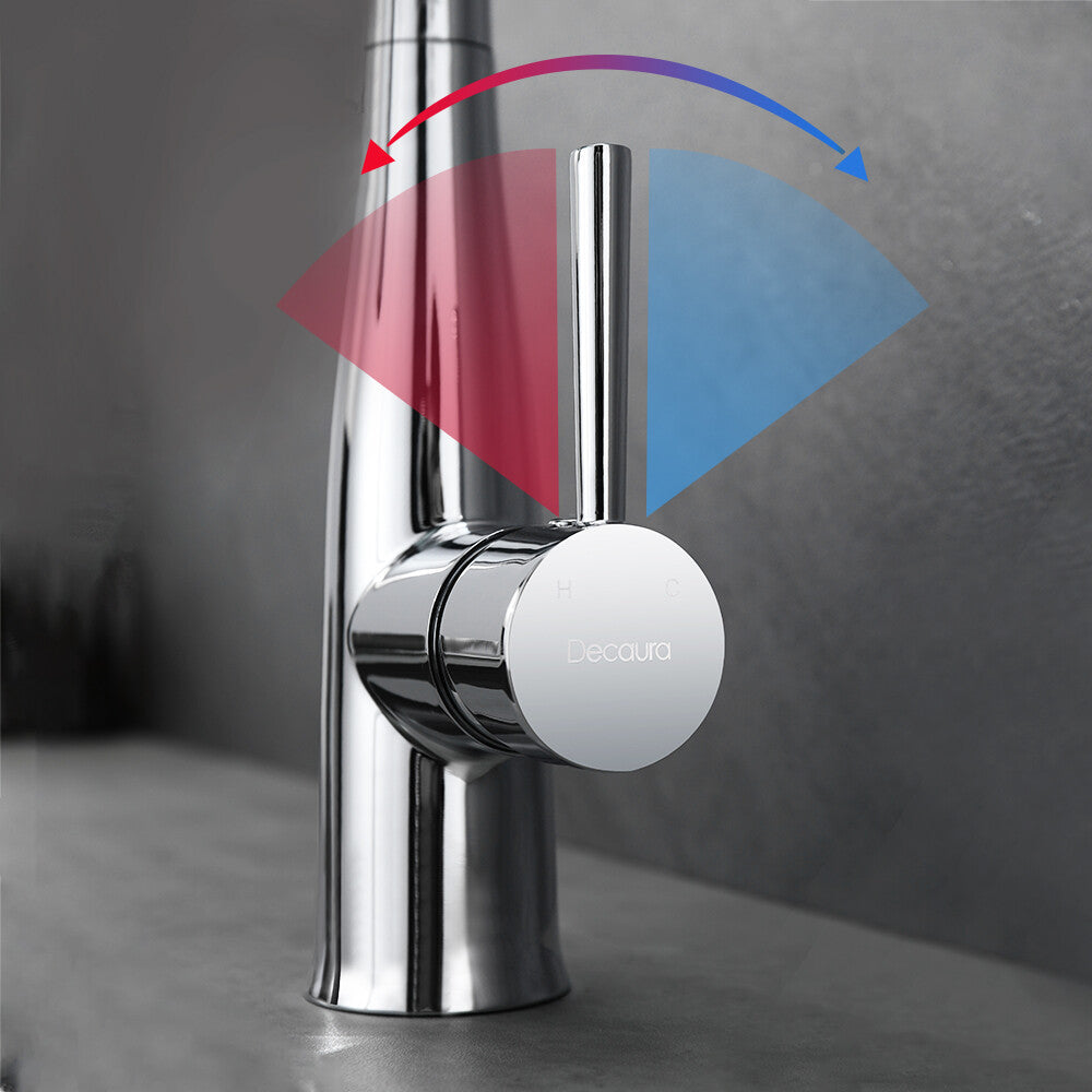 Decaura Tall Kitchen Tap Sink Mixer Laundry Faucet Pull Out Chrome 3-Mode Spray