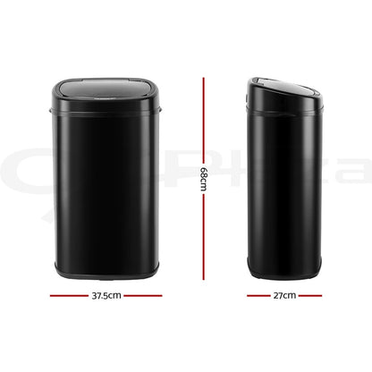 Devanti 58L Motion Sensor Bin Rubbish Automatic Trash Can Kitchen Black
