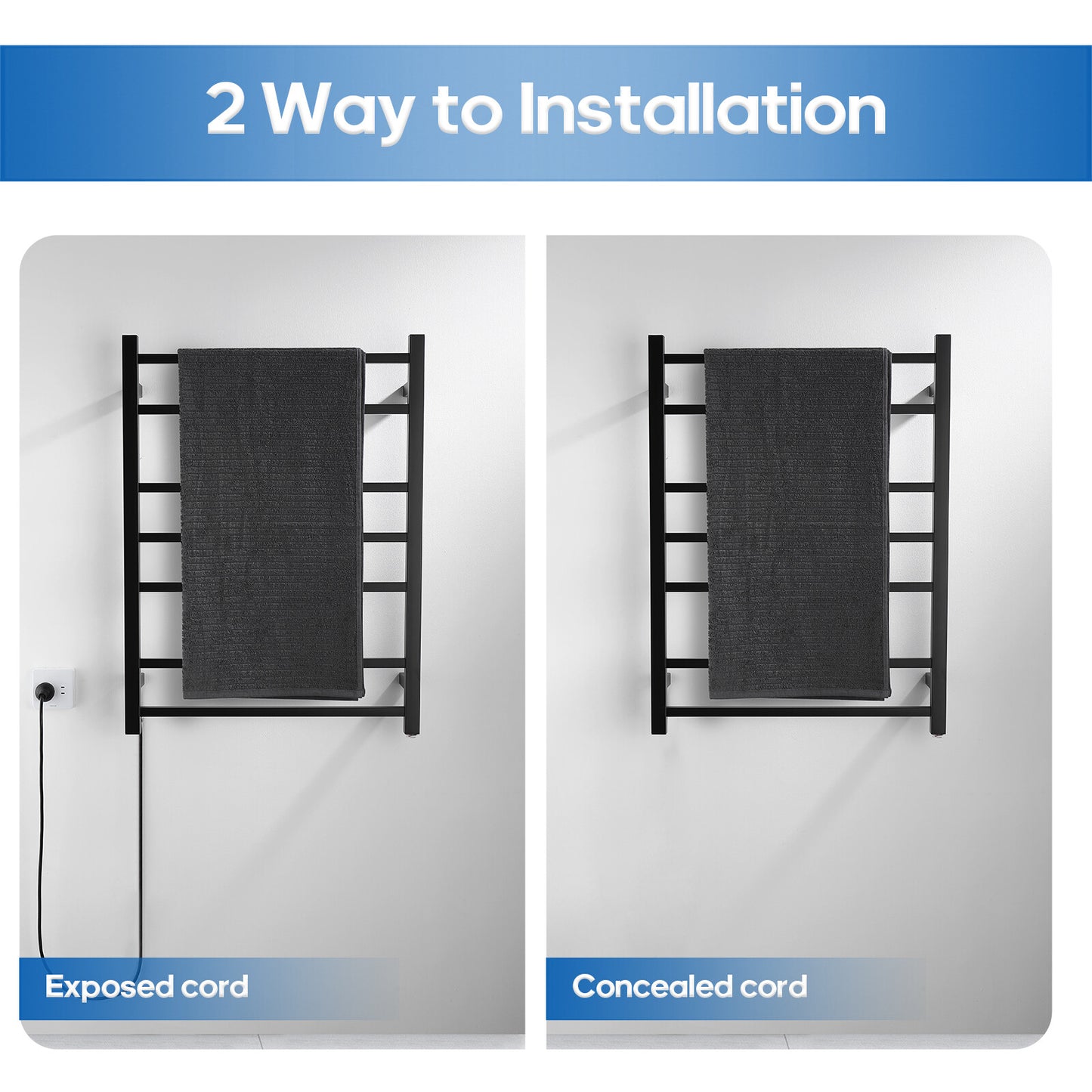 Decaura Heated Towel Rail Rack 304 Stainless Steel Freestanding/Wall Mounted
