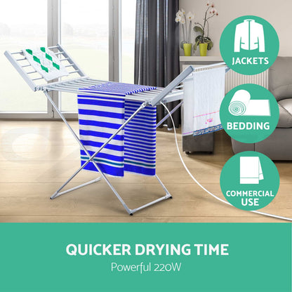 Devanti Electric Heated Towel Clothes Airer Rack Dryer Warmer Stand Rail