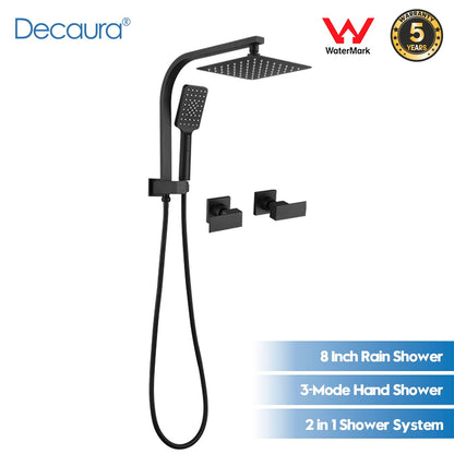Decaura Square Rain Shower Head Set Matte Black Bathroom Wall Tapware Mixer Taps