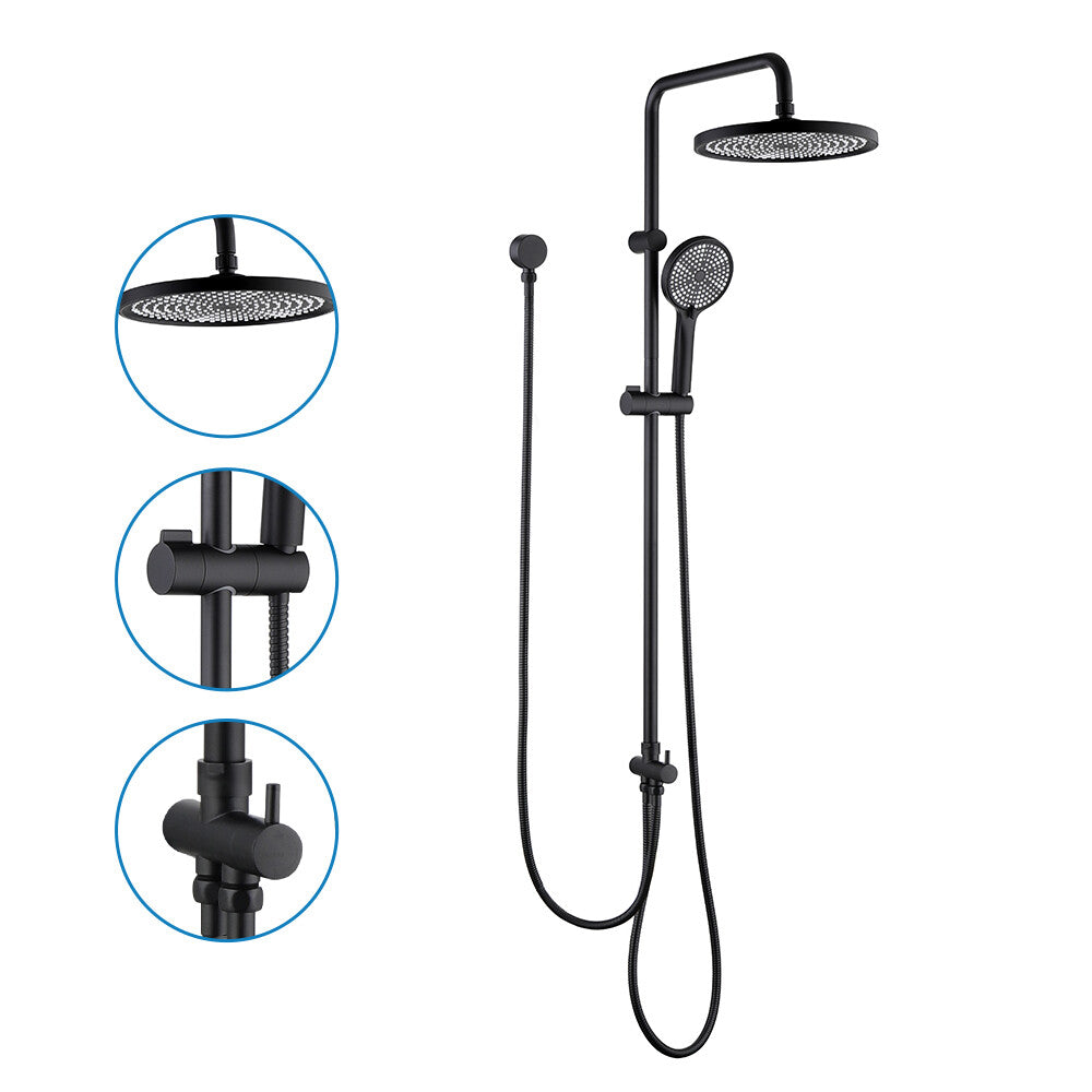 Decaura 10" Rain Shower Head Set Chrome/Black Shower Mixer Tap Wall Tapware