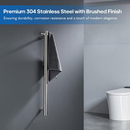 Decaura Wall Mounted Heated Towel Rail Rack Vertical 1 Bar 304 Stainless Steel
