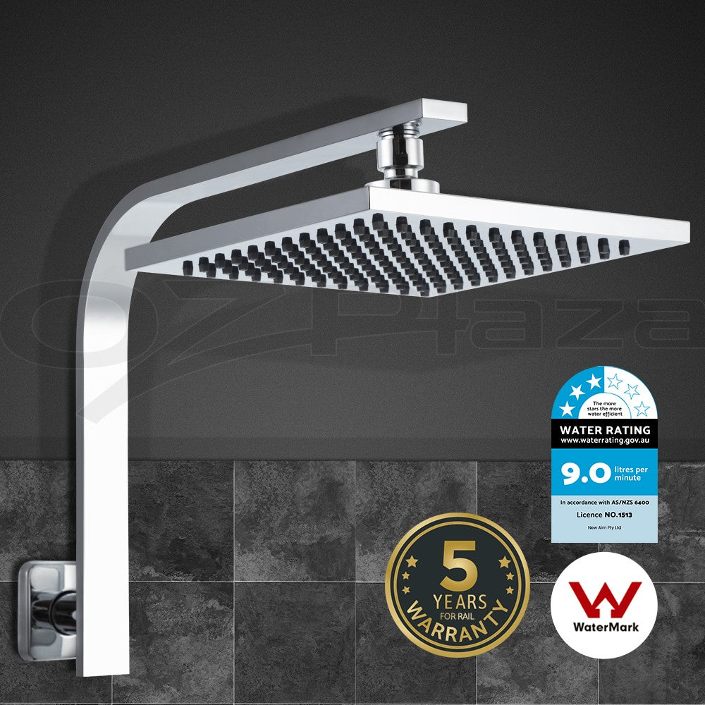 Cefito 8'' Rain Shower Head Set Square High Pressure Wall Arm Chrome