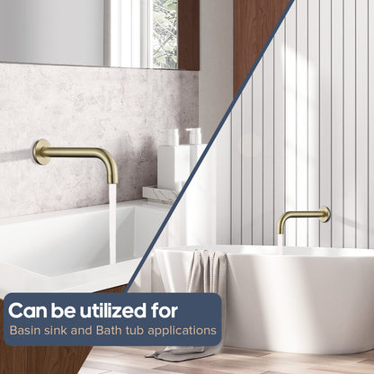 Decaura Bath Water Spout with Mixer Wall mount Brushed Gold Bathroom Brass Basin