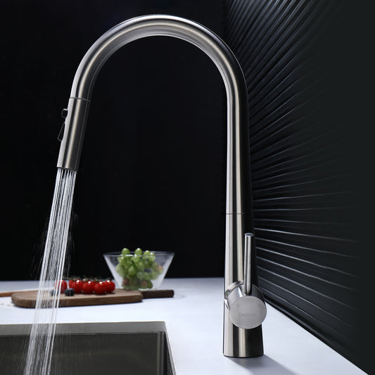 Decaura Kitchen Sink Mixer Tap Faucet Pull Out 3-Mode Metal Spray Head Stainless