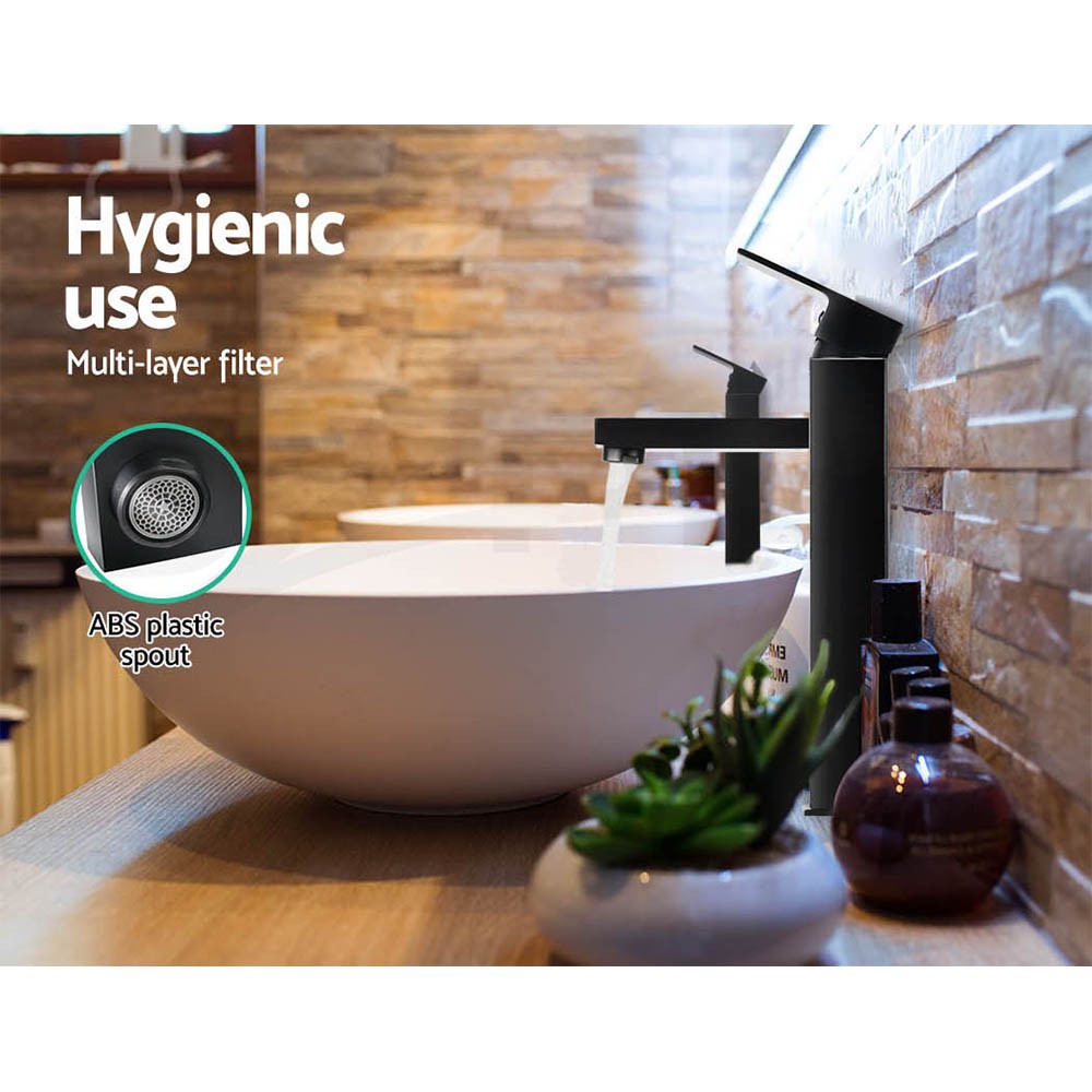 Cefito Bathroom Basin Mixer Tap Square Tall Faucet Vanity Laundry Sink Black