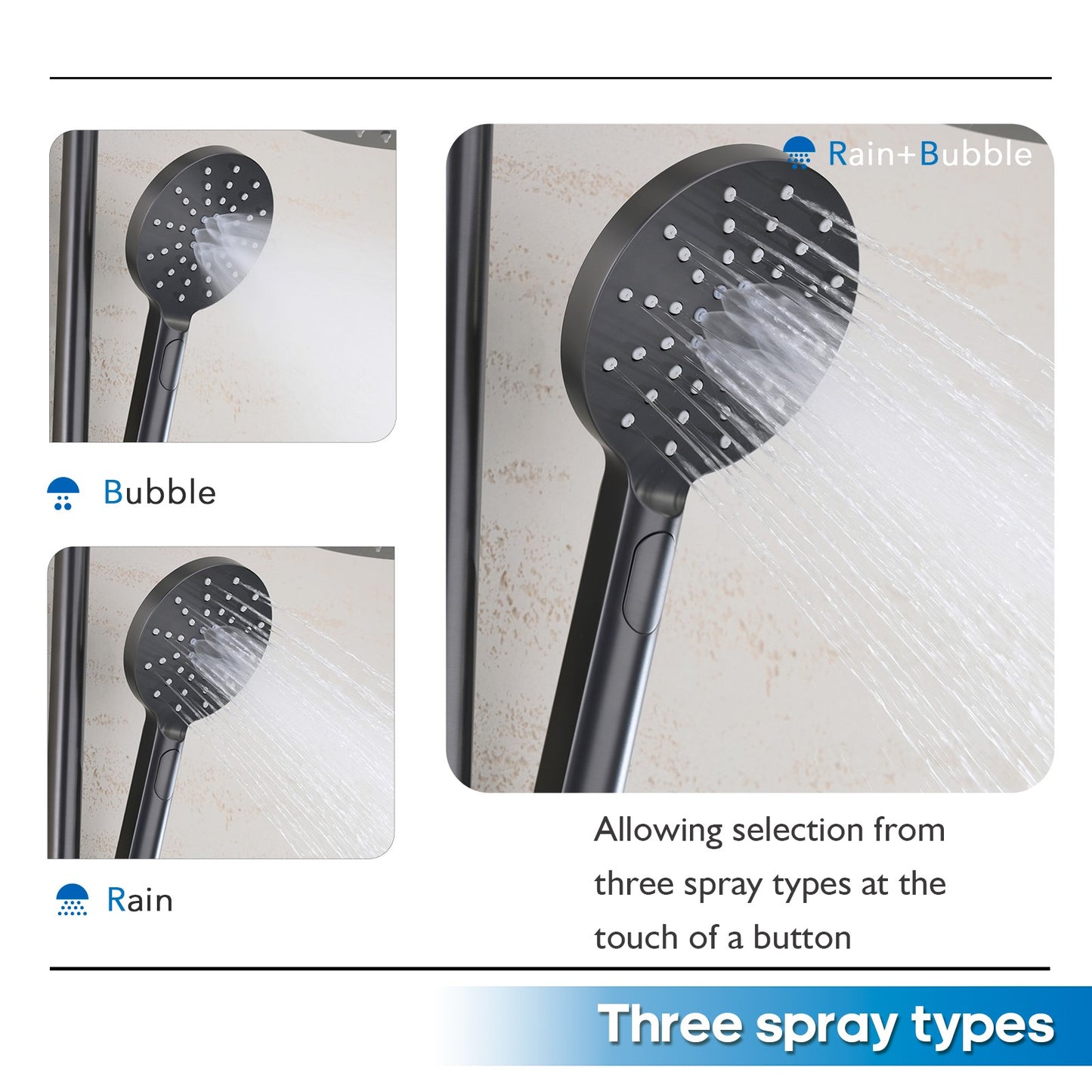 Decaura 10'' Shower Head Set Handheld 3-Mode Rain Shower Brushed Gunmetal WELS