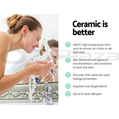 Cefito Ceramic Bathroom Vanity Basin Sink Above Counter Basins Bowl Black White