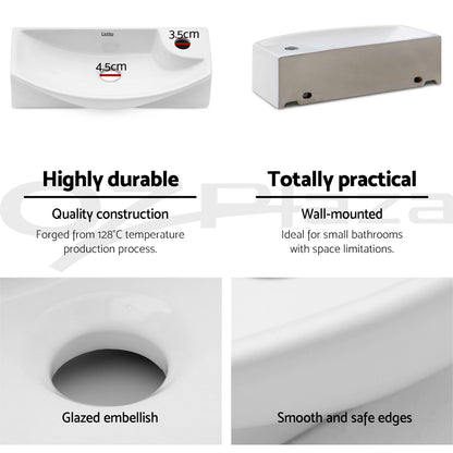 Cefito Bathroom Basin Vanity Ceramic Sink Faucet Above Counter Wall Hung White