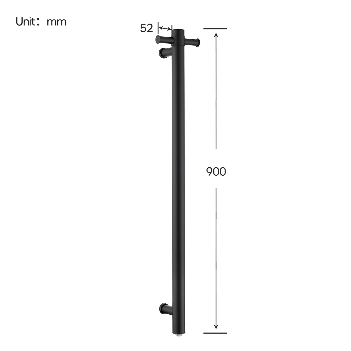 Decaura Wall Mounted Heated Towel Rail Rack Vertical 1 Bar 304 Stainless Steel