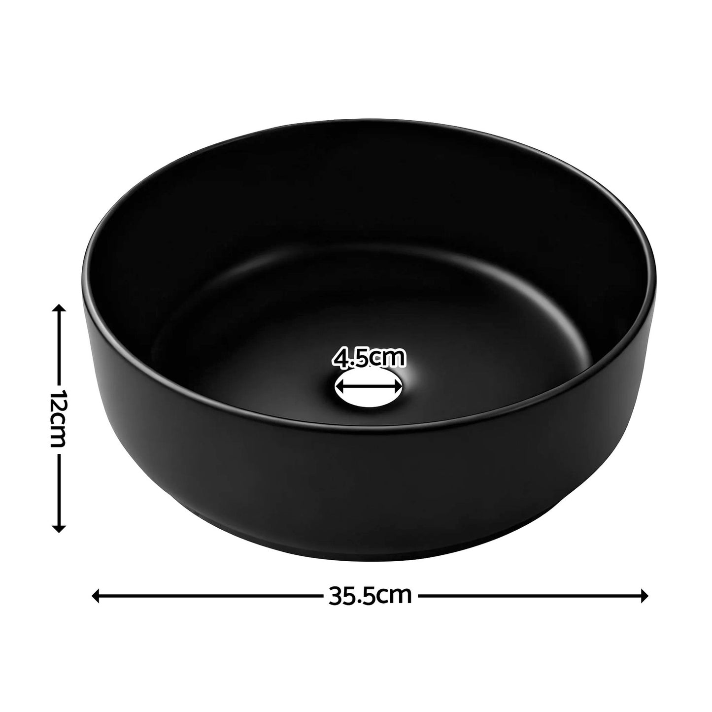Cefito Bathroom Basin Ceramic Vanity Sink Vessel Bowl Wash Matte Black Round Top