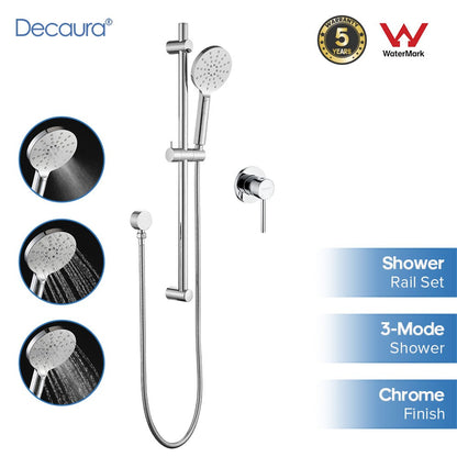 Decaura Hand Held Shower Head On Sliding Rail Set Shower Mixer Tap Wall Tapware