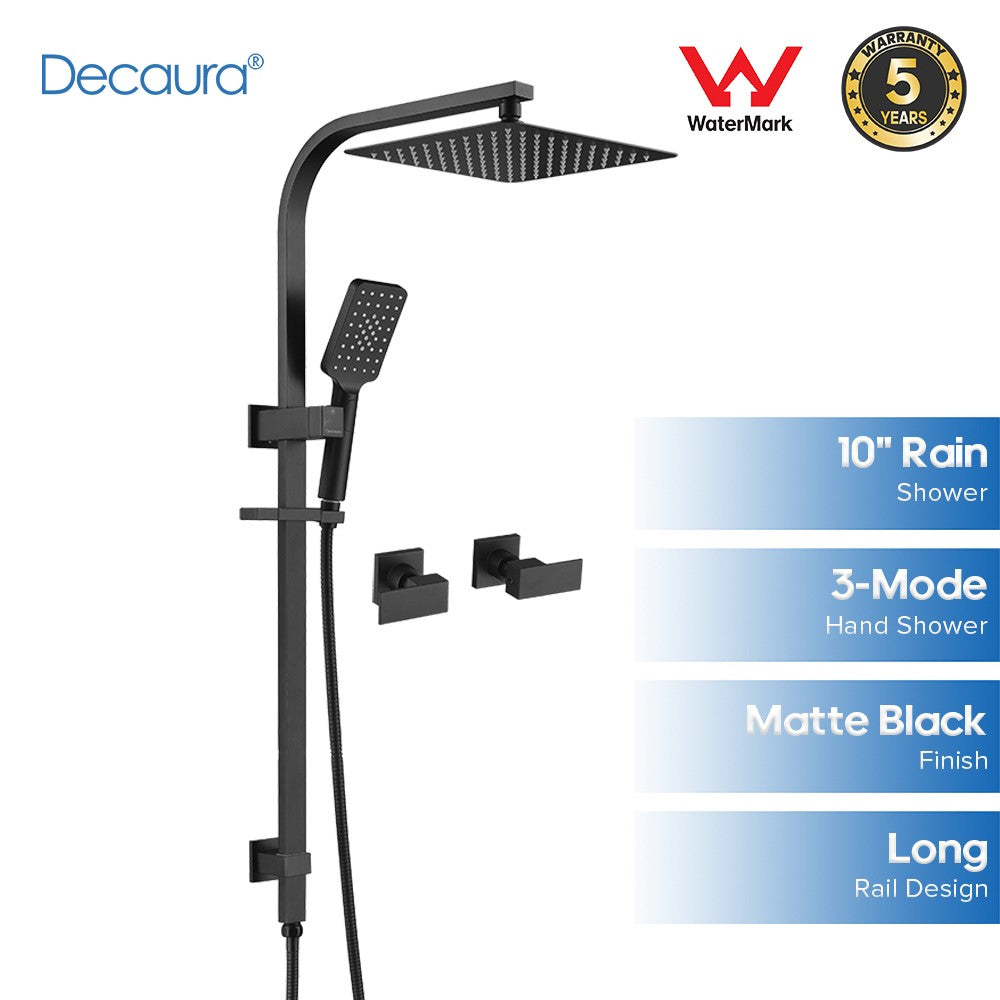 Decaura Square Rain Shower Head Set Matte Black Bathroom Wall Tapware Mixer Taps