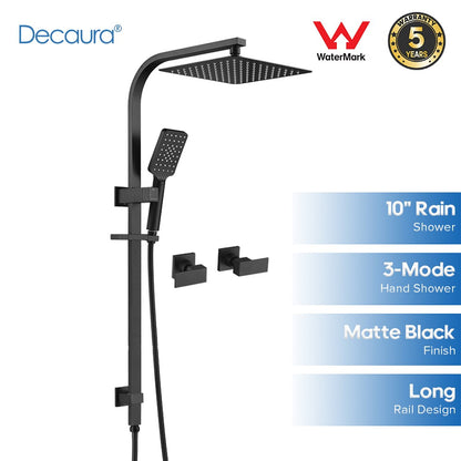 Decaura Square Rain Shower Head Set Matte Black Bathroom Wall Tapware Mixer Taps