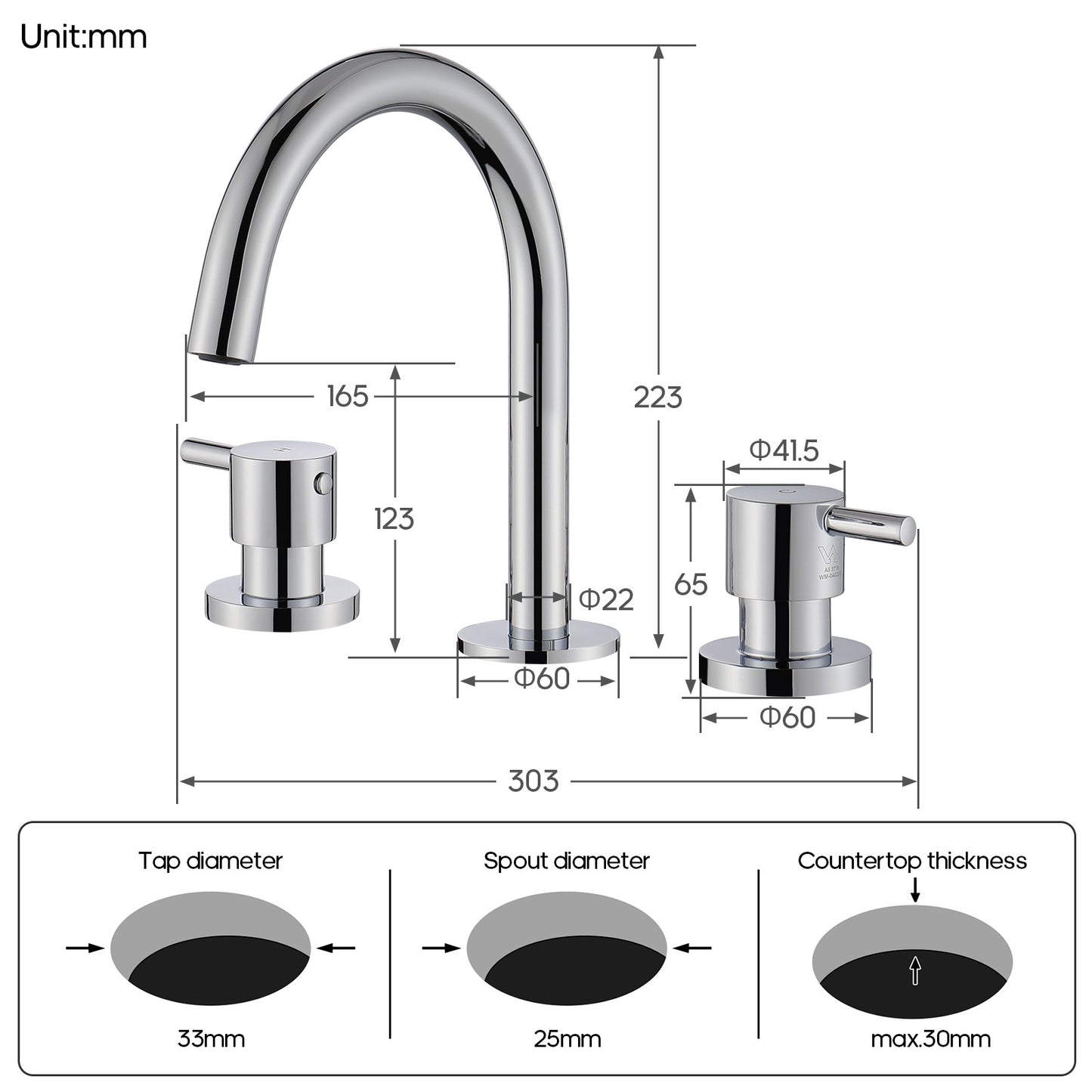 Decaura Basin Tap Set 1/4 Turn Swivel Spout Deck Mounted Gold/Black/Silver
