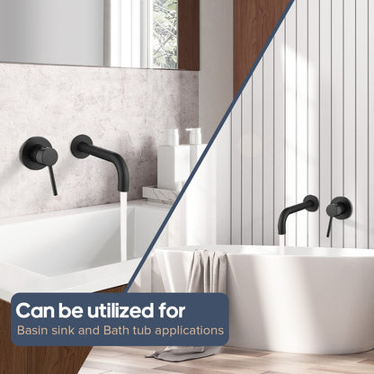 Decaura Basin Taps and Water Spout Set Bath Tub Spouts Outlet Wall Mount Black