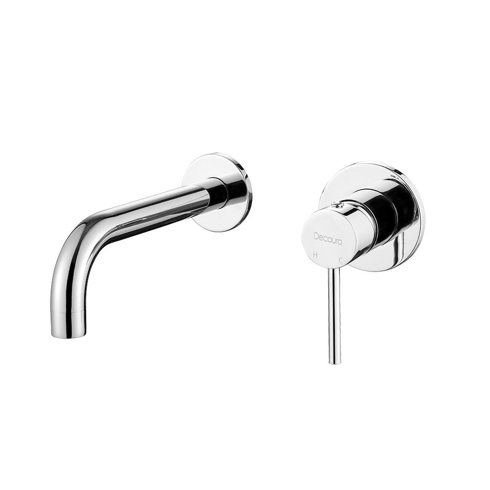 Decaura Basin Tap Set Wall Mount 21cm Spout Chrome Stainless Steel Bathroom