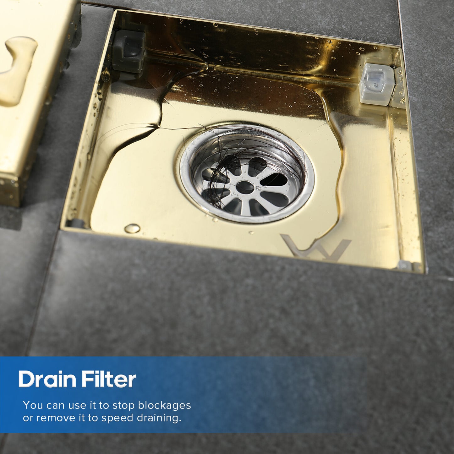 Decaura Shower Grate Drain Bathroom Floor Drain Brushed Gold Tile Insert 304SUS