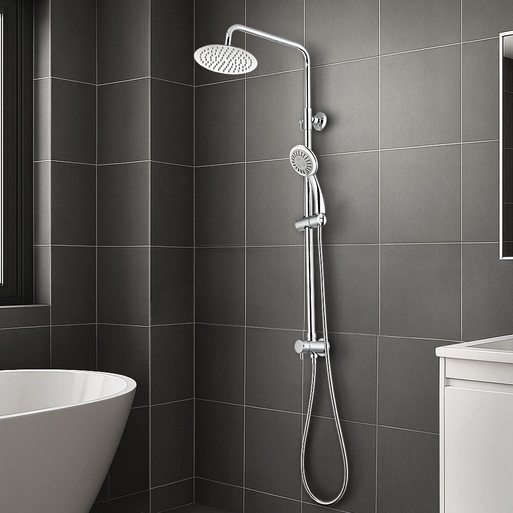 Simplus 8" Rain Shower Head Set Round Gooseneck Shower Arm Wall Mounted Chrome