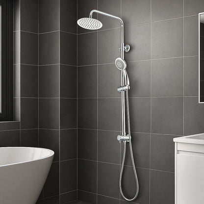 Simplus 8" Rain Shower Head Set Round Gooseneck Shower Arm Wall Mounted Chrome