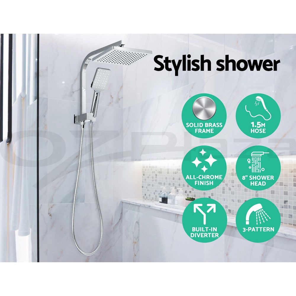 Cefito 8'' Rain Shower Head Set Square Handheld High Pressure Wall Chrome