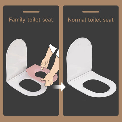 AQUATIZ Blue D-Shaped Family Toilet Seat with Built-in Potty Training Seat