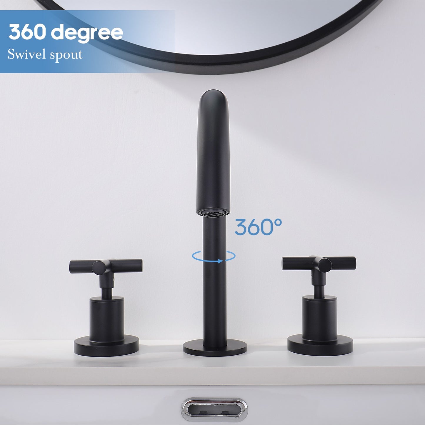 Decaura Basin Tap Set 1/4 Turn Swivel Spout Deck Mounted Gold/Black/Silver