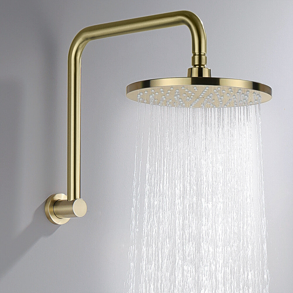 Decaura Rain Shower Head Set Gooseneck Shower Arm Brushed Gold Shower Taps
