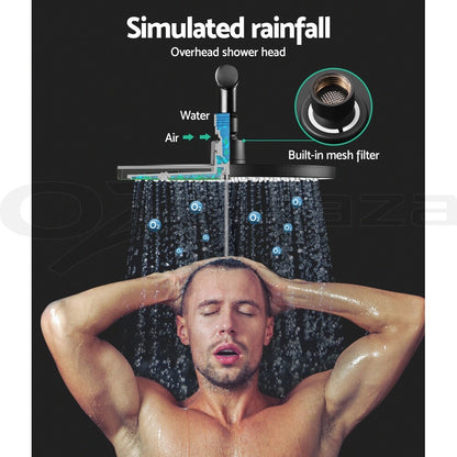 Cefito 9'' Rain Shower Head Mixer Round Handheld High Pressure Wall Black