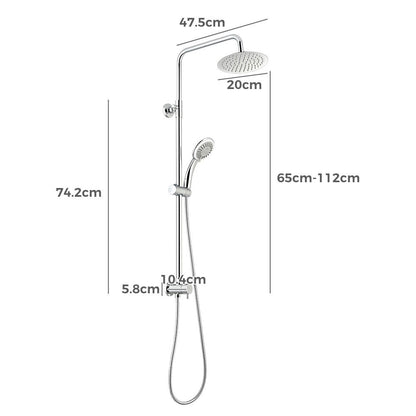 Simplus 8" Rain Shower Head Set Round Gooseneck Shower Arm Wall Mounted Chrome