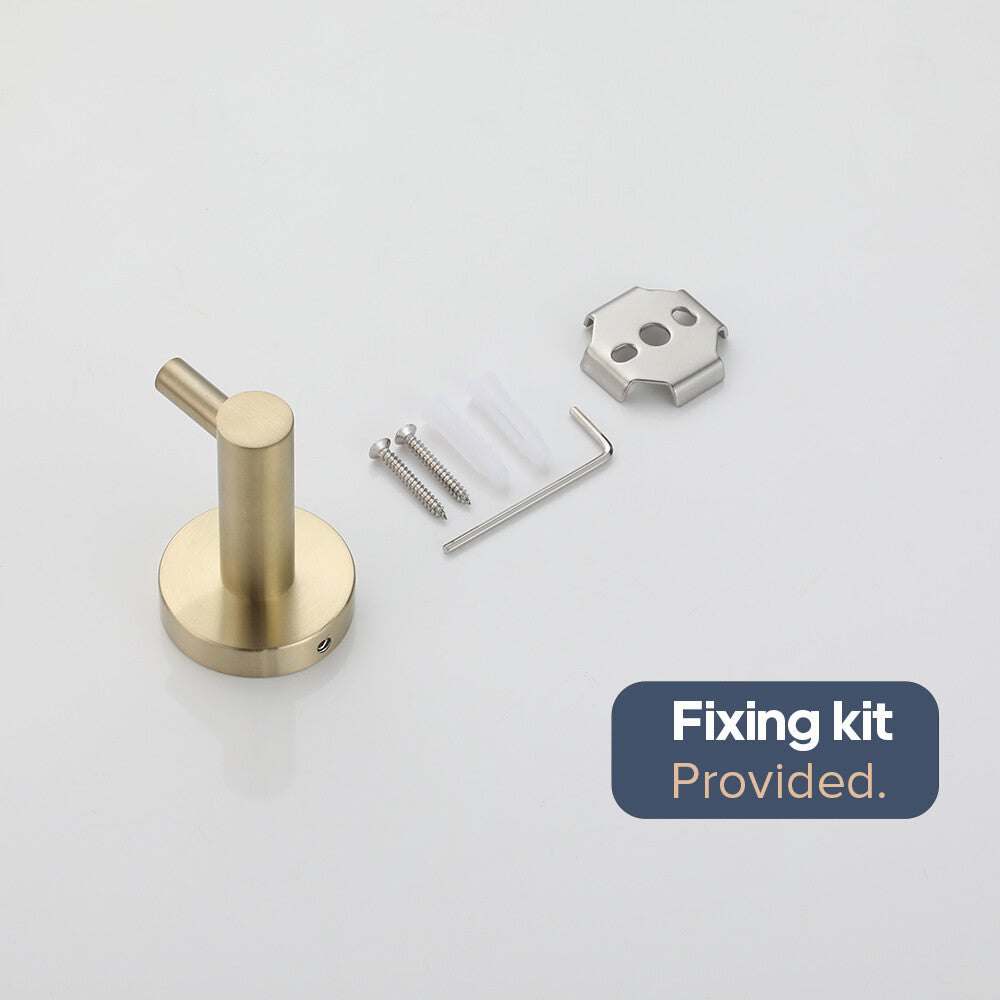 Brushed Gold Set Toilet Paper Holder Towel Rail Rack Shelf Robe Hooks Bathroom