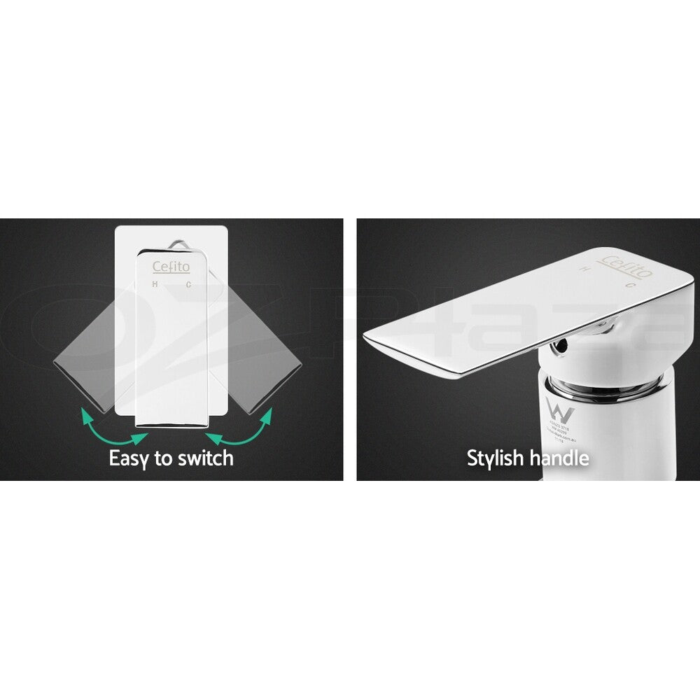 Cefito Shower Mixer Tap Wall Bath Tap Bathroom Basin Faucet Vanity Brass Silver