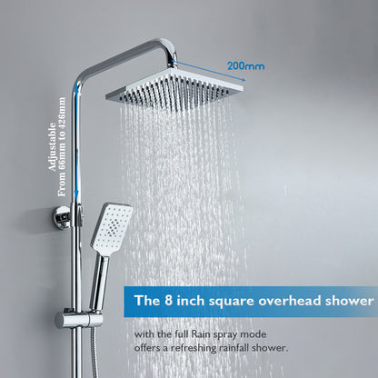 Decaura Shower Head Set 2-Hose Design Square 8" Rain Shower Wall Tapware Chrome