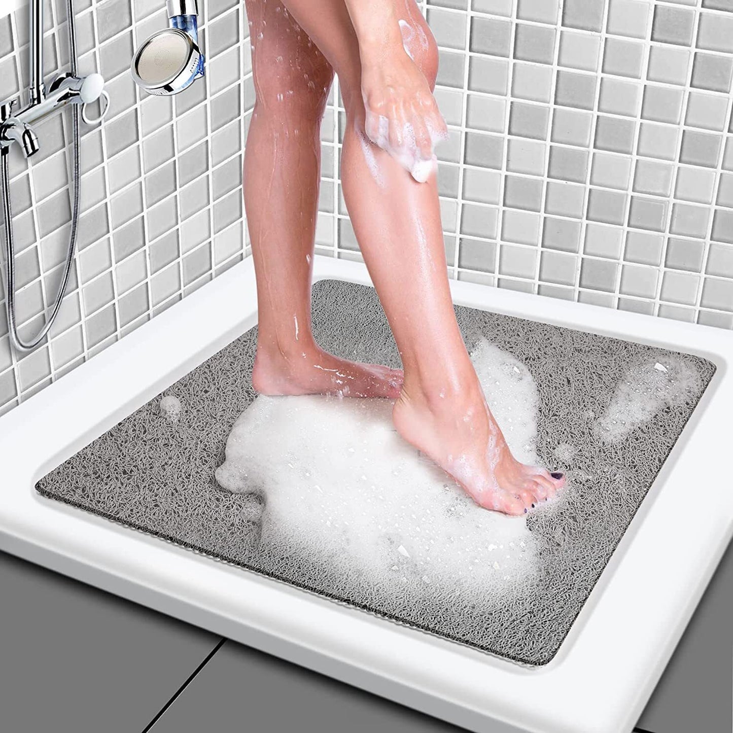 Loofah Bathroom Shower Mat Non Slip Anti Mould PVC Bath Mat Quick Drying 60cm