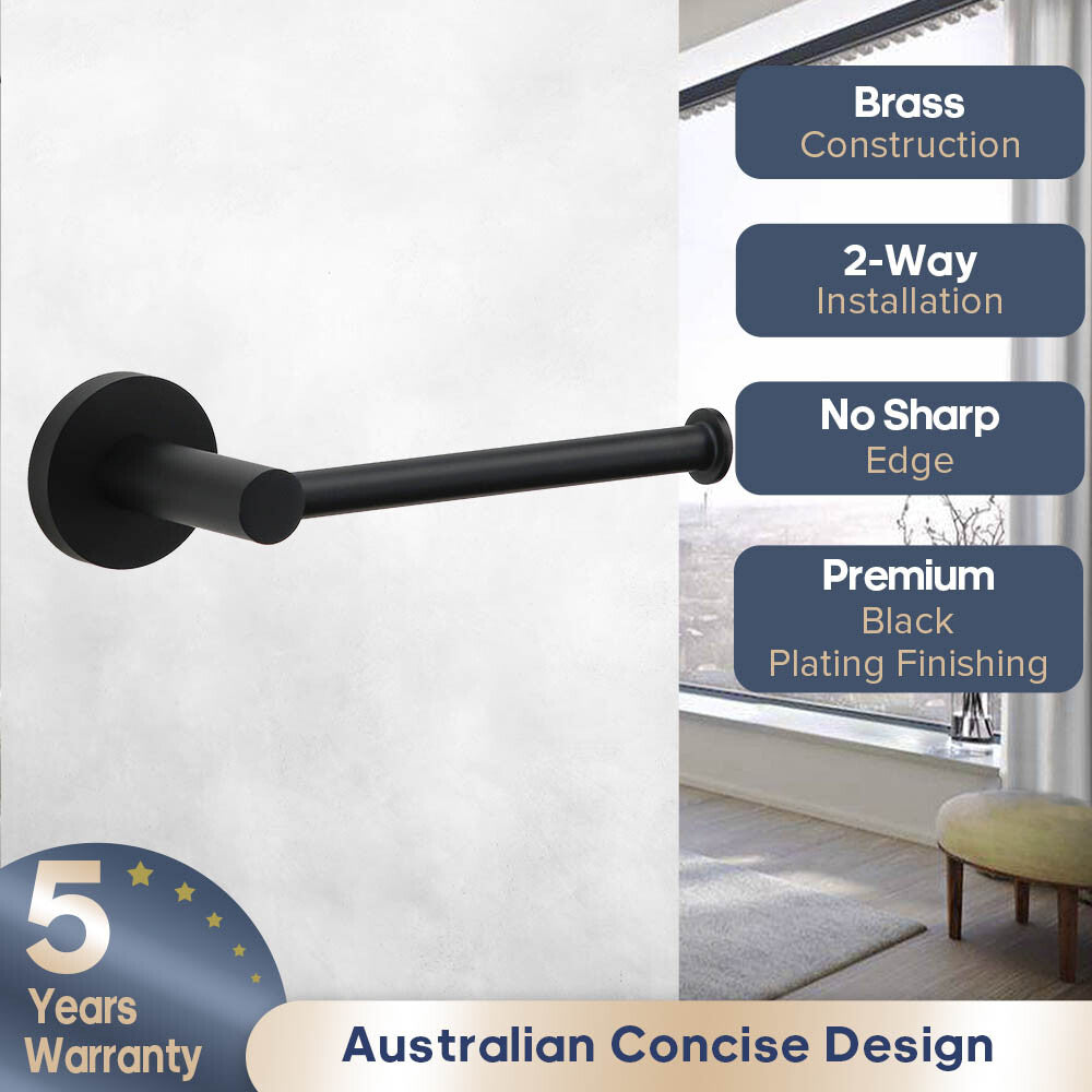 Decaura Towel Rail Racks 600mm/750mm Toilet Paper Roll Holder Hooks Holder Black