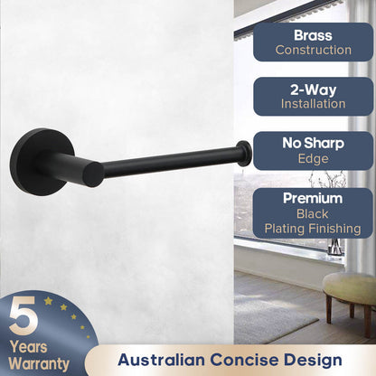 Decaura Towel Rail Racks 600mm/750mm Toilet Paper Roll Holder Hooks Holder Black