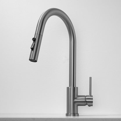 Decaura Kitchen Mixer Tap Pull Out Brushed Gunmetal Stainless Steel Spray Head