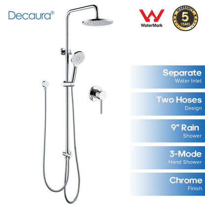 Decaura 8" 9" 10" Rain Shower Head Set Separate Water Inlet Wall Mixer Taps